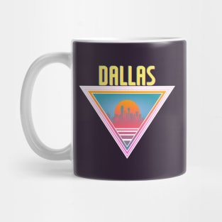 Dallas City Skyline Silhouette Sunrise Retro 80's / 90's Vaporwave Aesthetics - Bright Vintage Design For Sunny Summer Days Mug